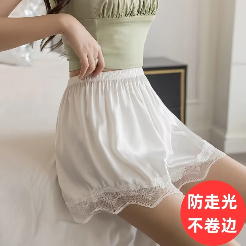 安全裤女夏薄款外穿蕾丝缎面jk不卷边打底裤短裤夏季防走光 宽松
