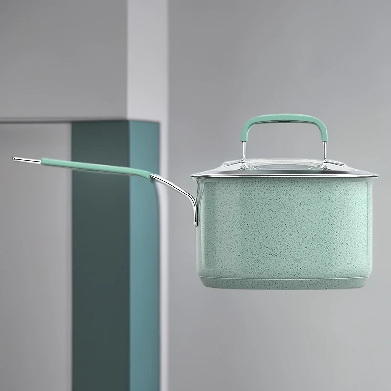 cizzle/喜时【缤纷】304不锈钢陶瓷奶锅多功能防烫硅胶长柄熬粥锅