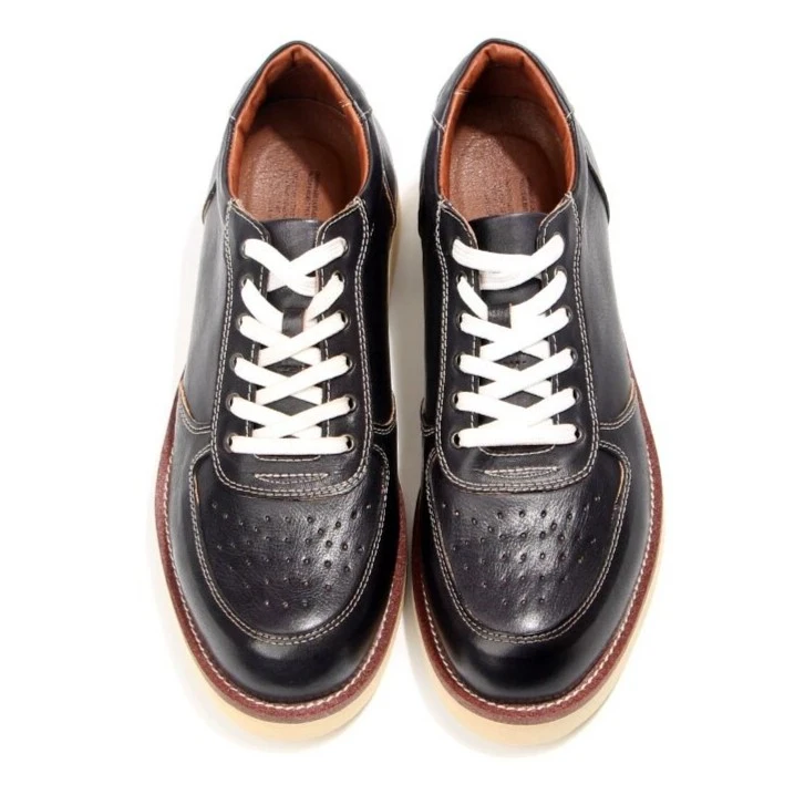 透气真皮休闲板鞋棕色系带男款时尚复古低帮潮鞋男士厚底潮流新款