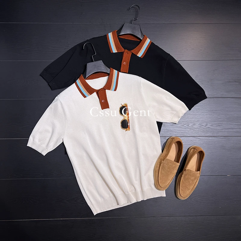 设计师款  夏季冰凉感短袖polo衫男士绅士商务优雅轻奢高级感上衣