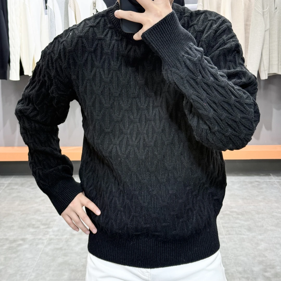 【俊臣家+8011】2024男士新品时尚潮流绞花帅气休闲百搭长袖针织衫