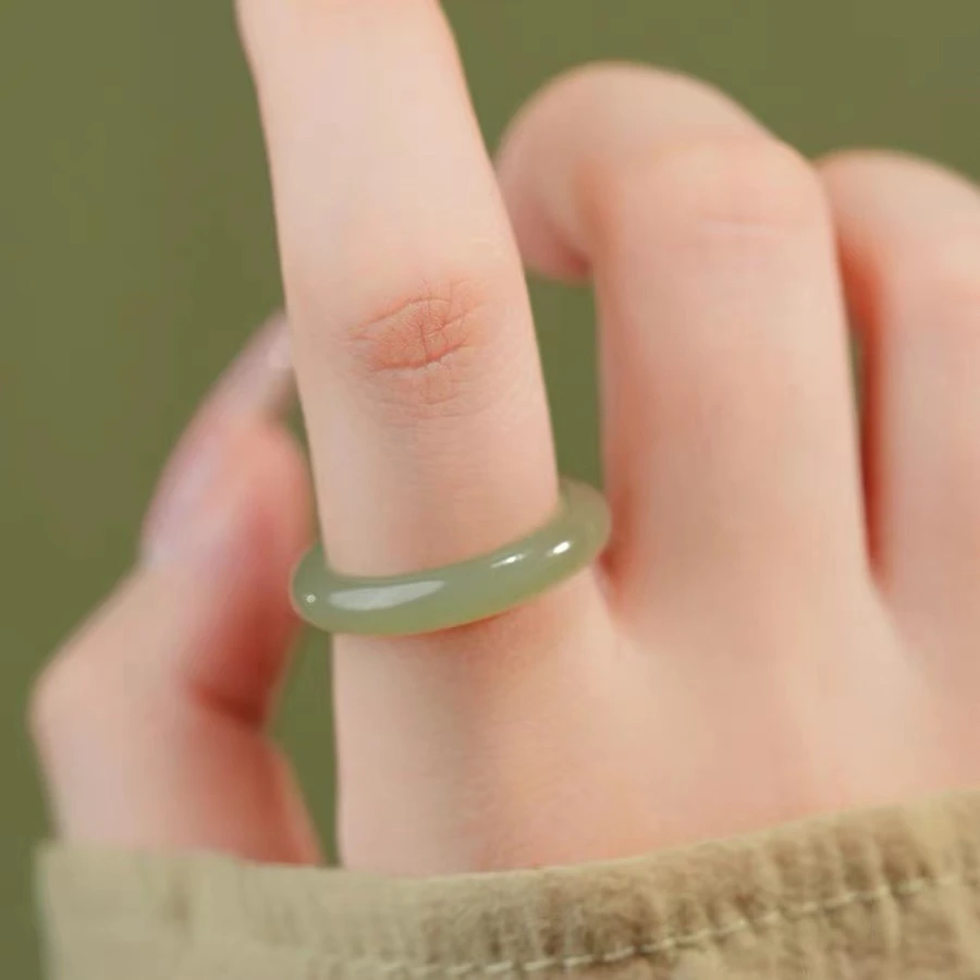 和田玉高冰晴水时尚简约精美气质戒圈经典和田玉戒指多样性发货