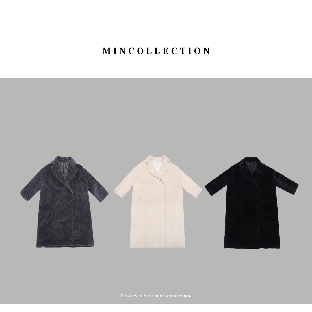 DE Mincollection经典苏力大衣/软黄金光泽毛针羊驼毛大衣22033