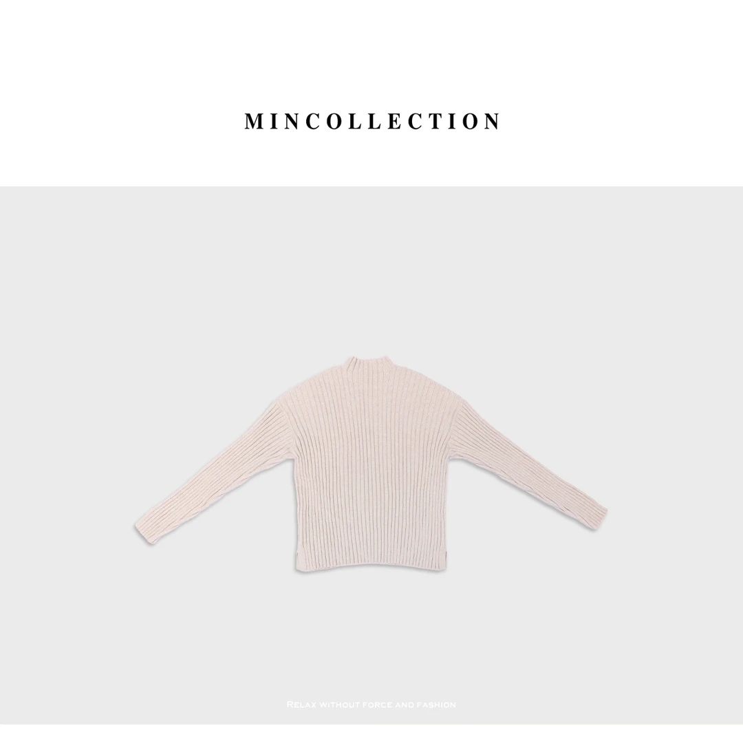 DE Mincollection粗罗纹半高领/秋冬粗罗纹开叉袖半高领毛衣40029