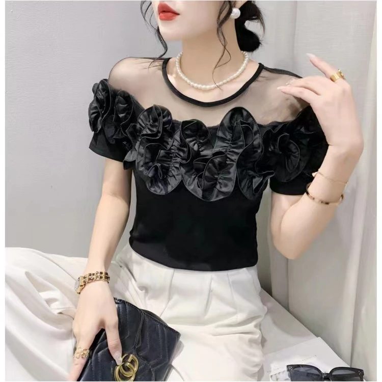 2023新款镂空花边体恤