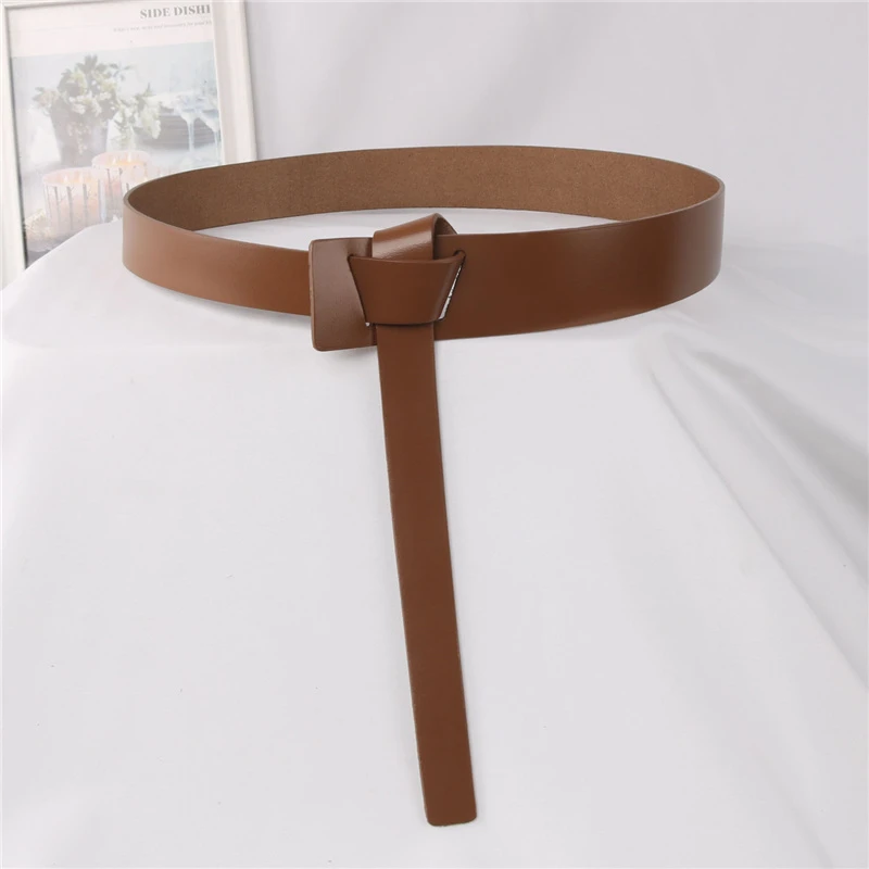 女士西装格子毛衣真皮腰带黑色大衣腰封配裙子收腰牛皮皮带腰封潮