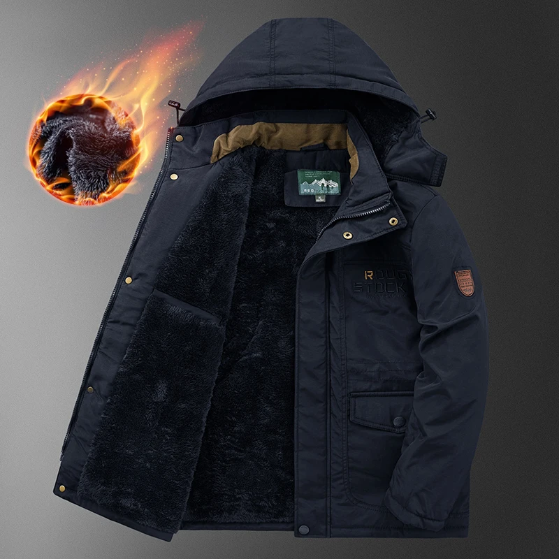 冬季棉衣男士加厚棉袄工装东北大衣加绒加厚羊羔绒内胆棉服外套男