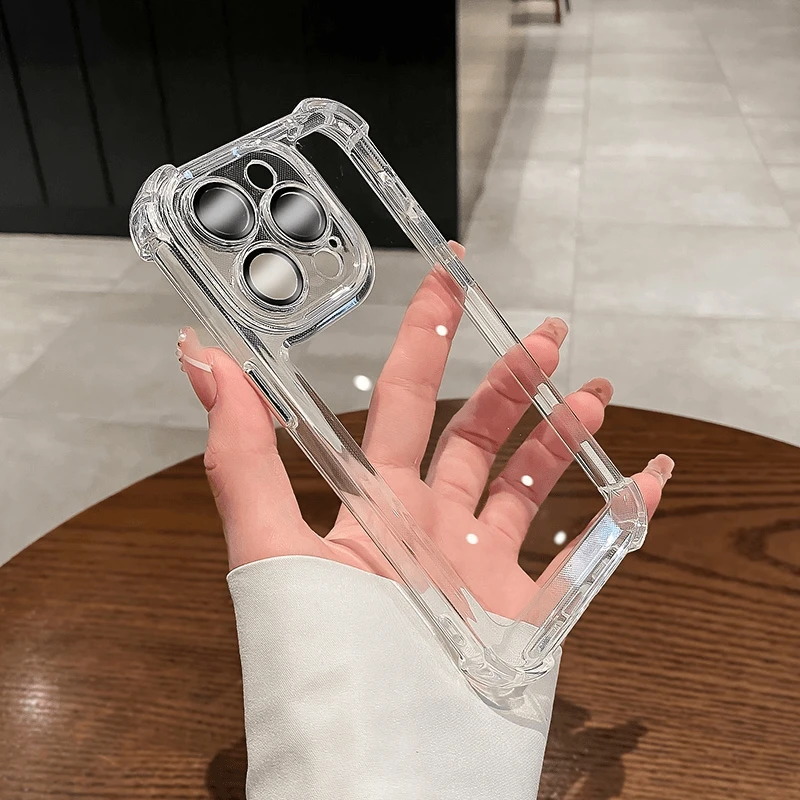 适用苹果16ProMax四角气囊iPhone15透明14pro镜头全包13/12保护套