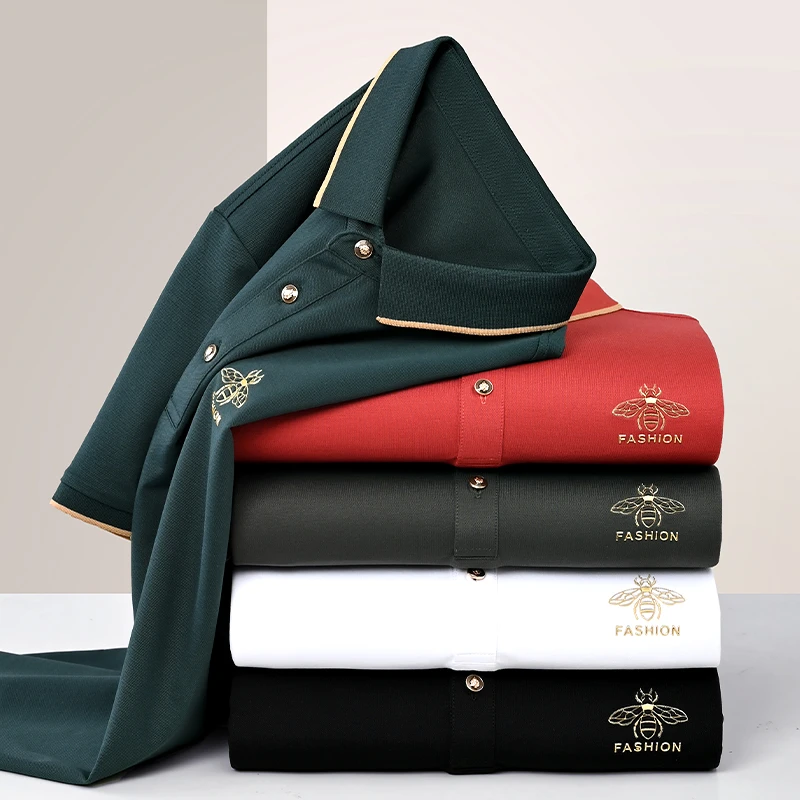 男士2023短袖POLO衫男T恤夏季商务休闲翻领t恤男修身体恤上衣男装