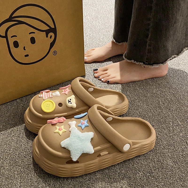 可爱蓝星EVA洞洞鞋女款夏季外穿防滑防臭踩屎感舒适海边凉拖