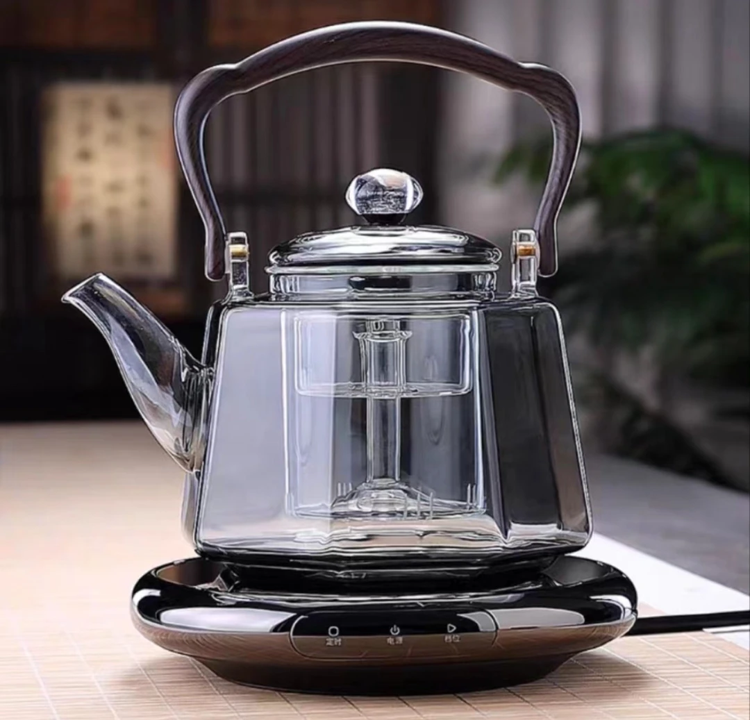 小坐家用加厚八角高硼硅玻璃大容量保温壶一套过滤蒸煮小型多功能