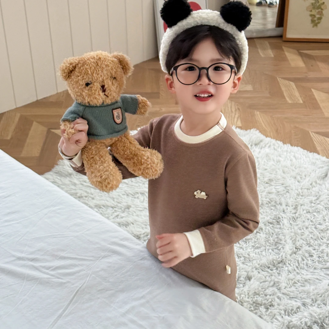 【悠悠耀选】儿童A类考拉绒+羊毛蚕丝亲子无骨抓绒保暖套装打底