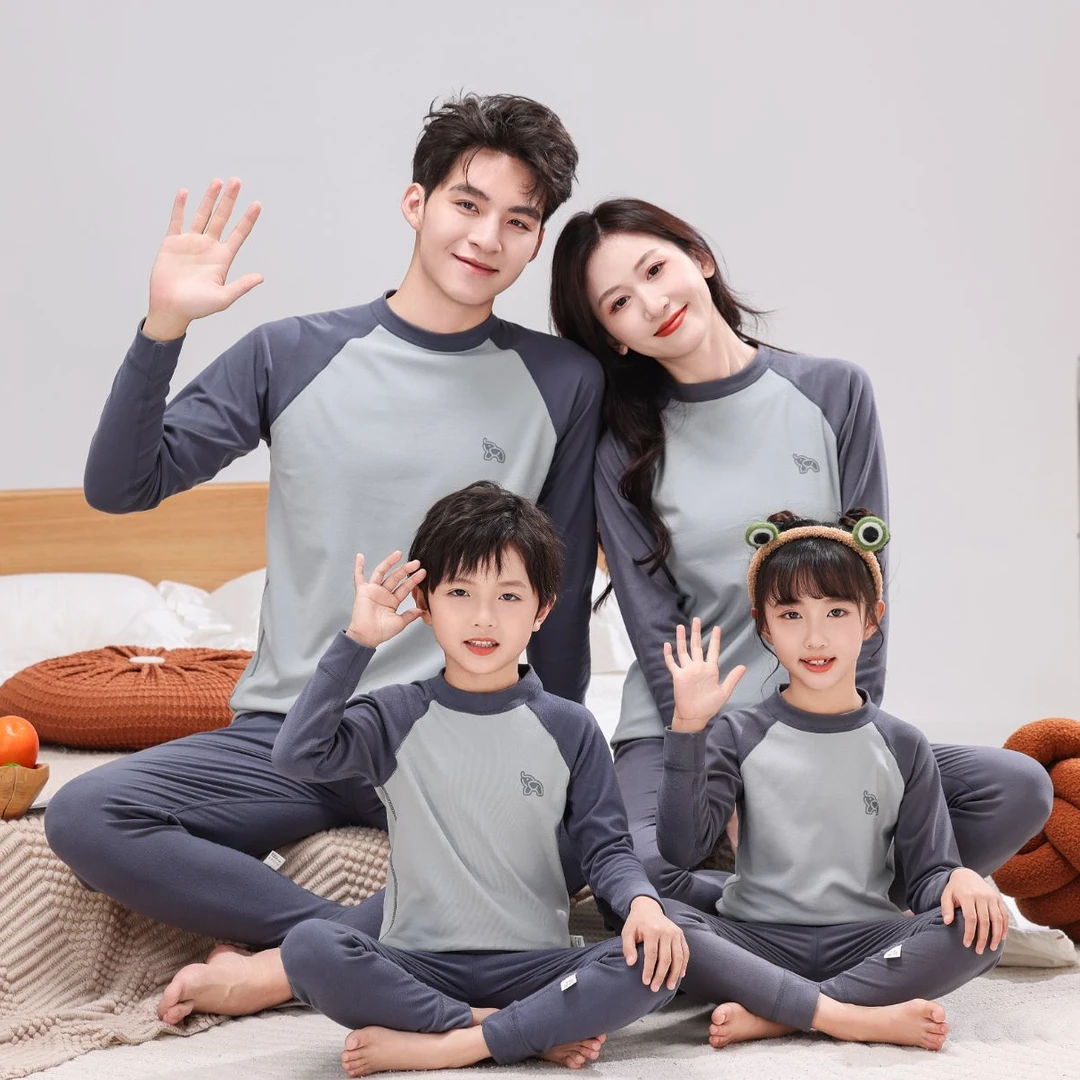 儿童秋衣秋裤德绒男童女童亲子保暖内衣中大童秋冬款打底磨毛睡衣