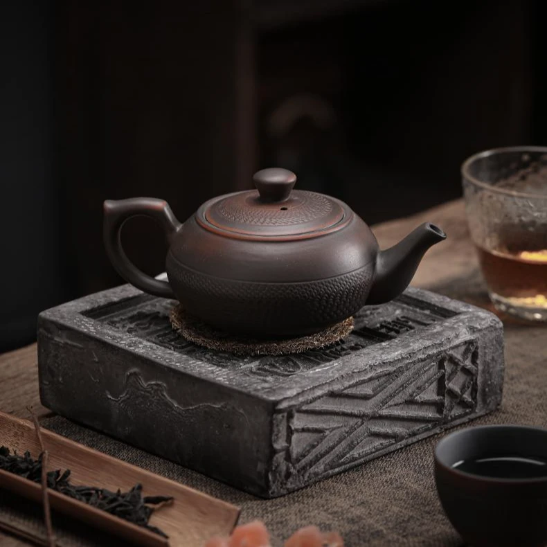 紫陶茶壶原矿紫陶手工跳刀云南红泥大容量泡茶壶功夫茶具高端礼品