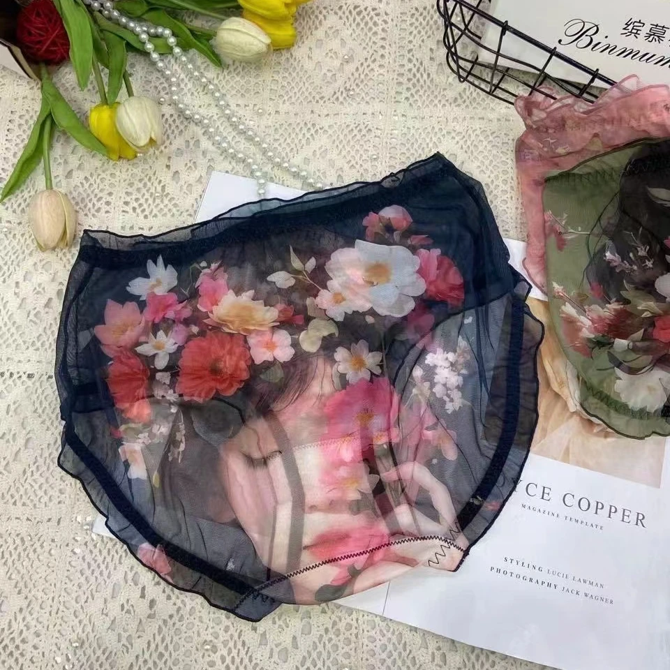 一盒3条9255大码女士内裤200斤蕾丝气质夏季黑色透气百搭时尚