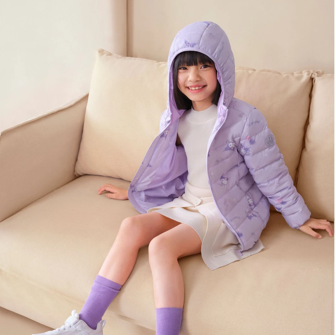 新款时尚儿童连帽秋冬单件基础羽绒服T40135540女童保暖冬季纯色