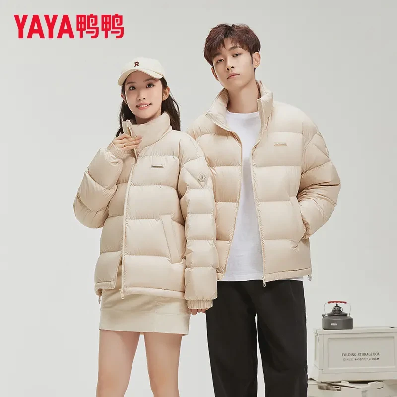 YAYA/鸭鸭羽绒服女短款时尚休闲情侣立领保暖外套YE4B002346A