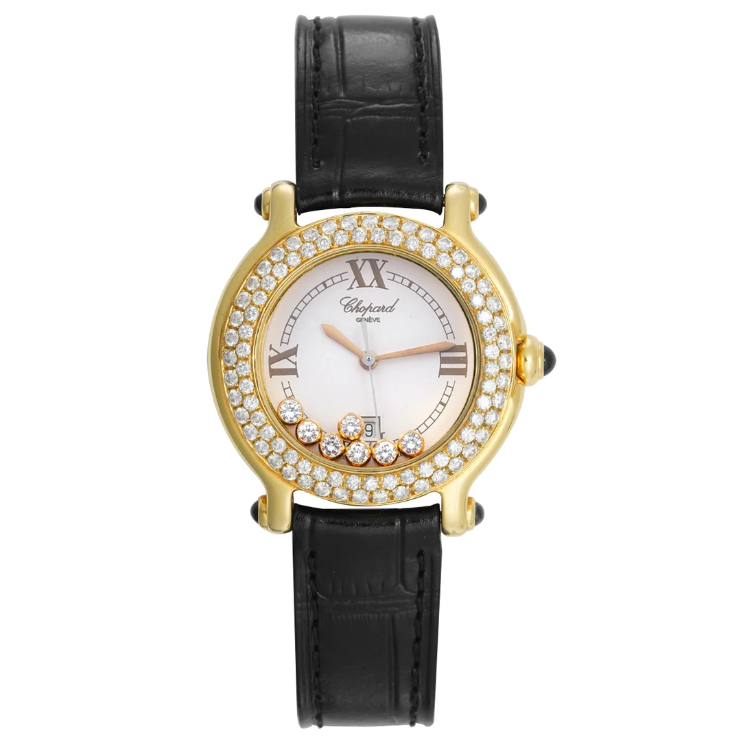 99新 Chopard/萧邦 快乐7钻32mm18k金石英腕表/后钻/WHP029679