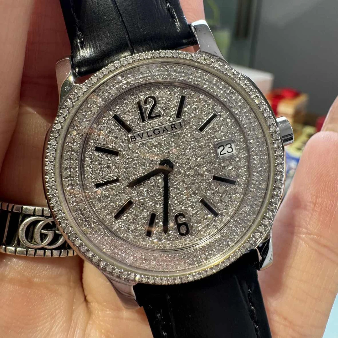 99新 BVLGARI/宝格丽 表展/35mm白盘后钻腕表/WHT022707