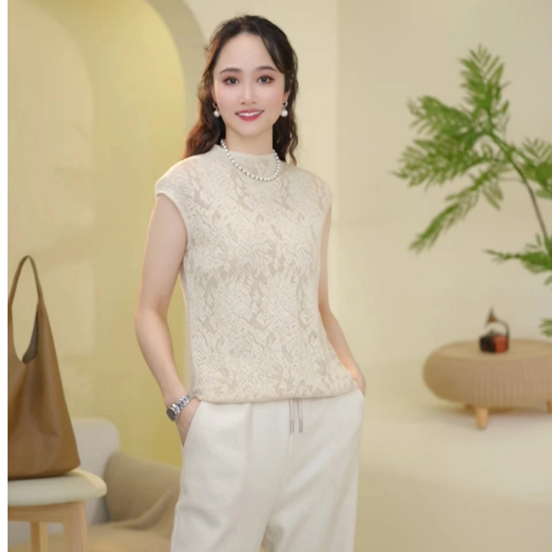 （D301) 夏日必备提花镂空百搭短袖2024夏季新款轻薄透气气质上衣