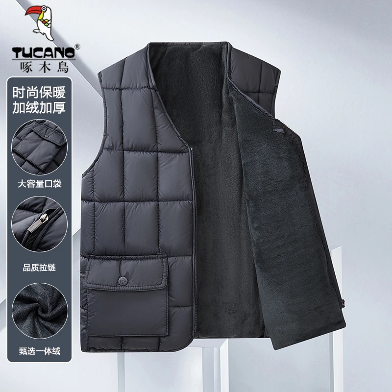 TUCANO/啄木鳥中年休闲保暖马甲冬季新款男士马甲加绒加厚爸爸装