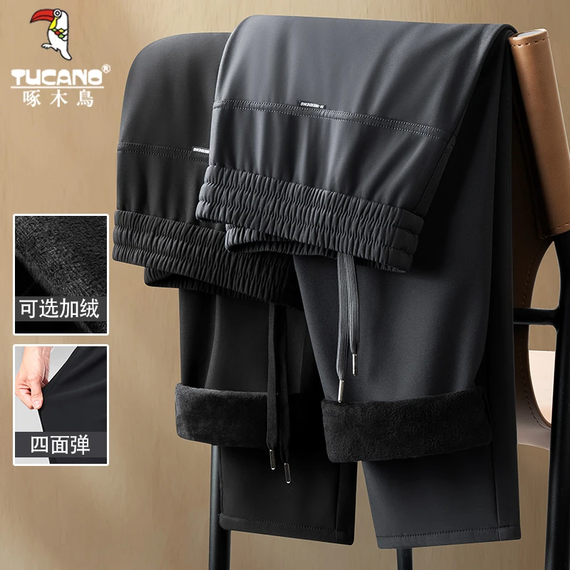 TUCANO/啄木鳥2025年新款秋冬季加绒加厚直筒卫裤中年男爸爸长裤