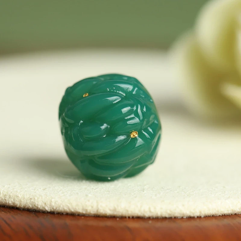 非洲翠13+镶嵌22k精工吞噬老型颗颗阳绿色系百搭文玩配饰珠宝首饰