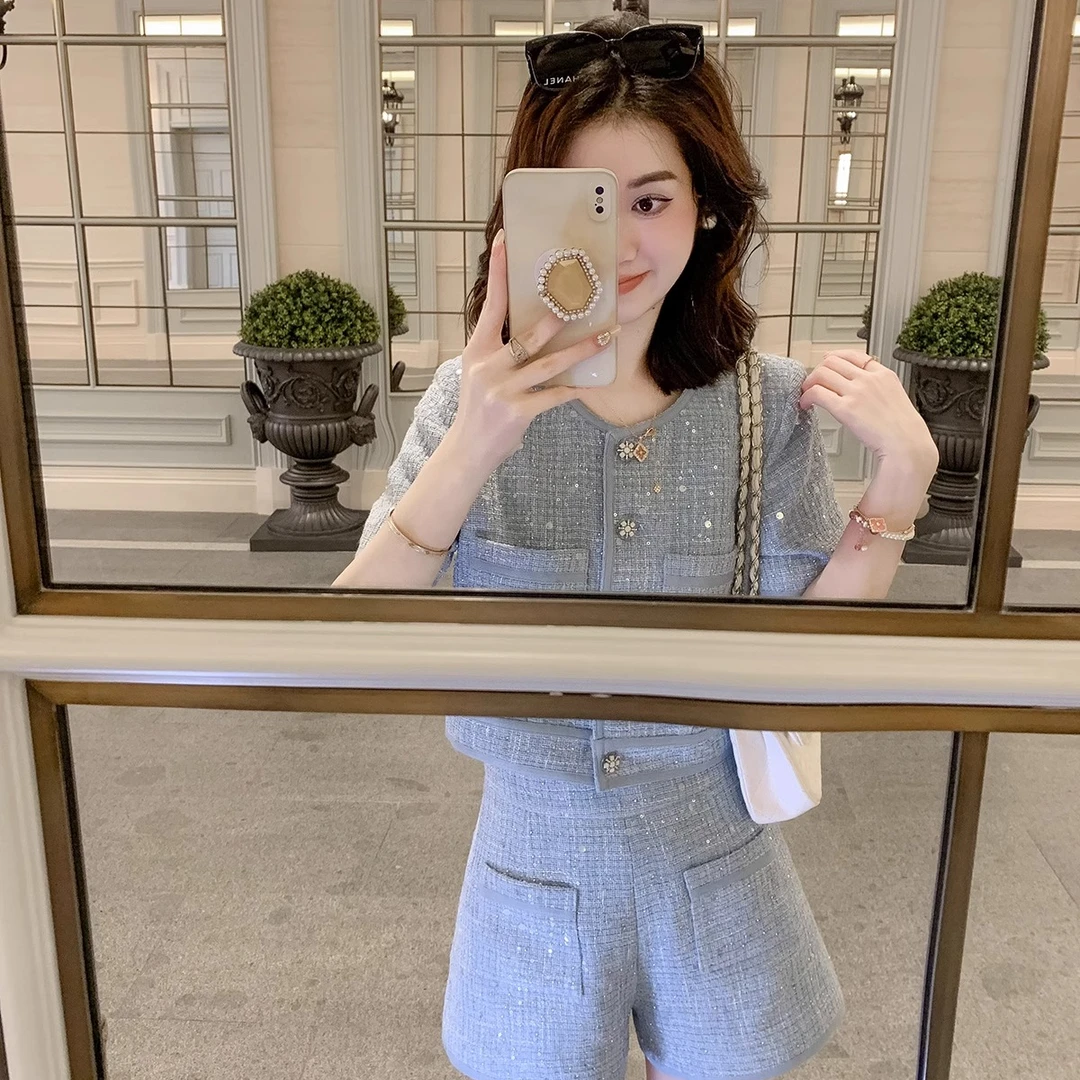 鱼兔子的兔子小香风套装女两件套夏季减龄洋气时尚气质短裤套装