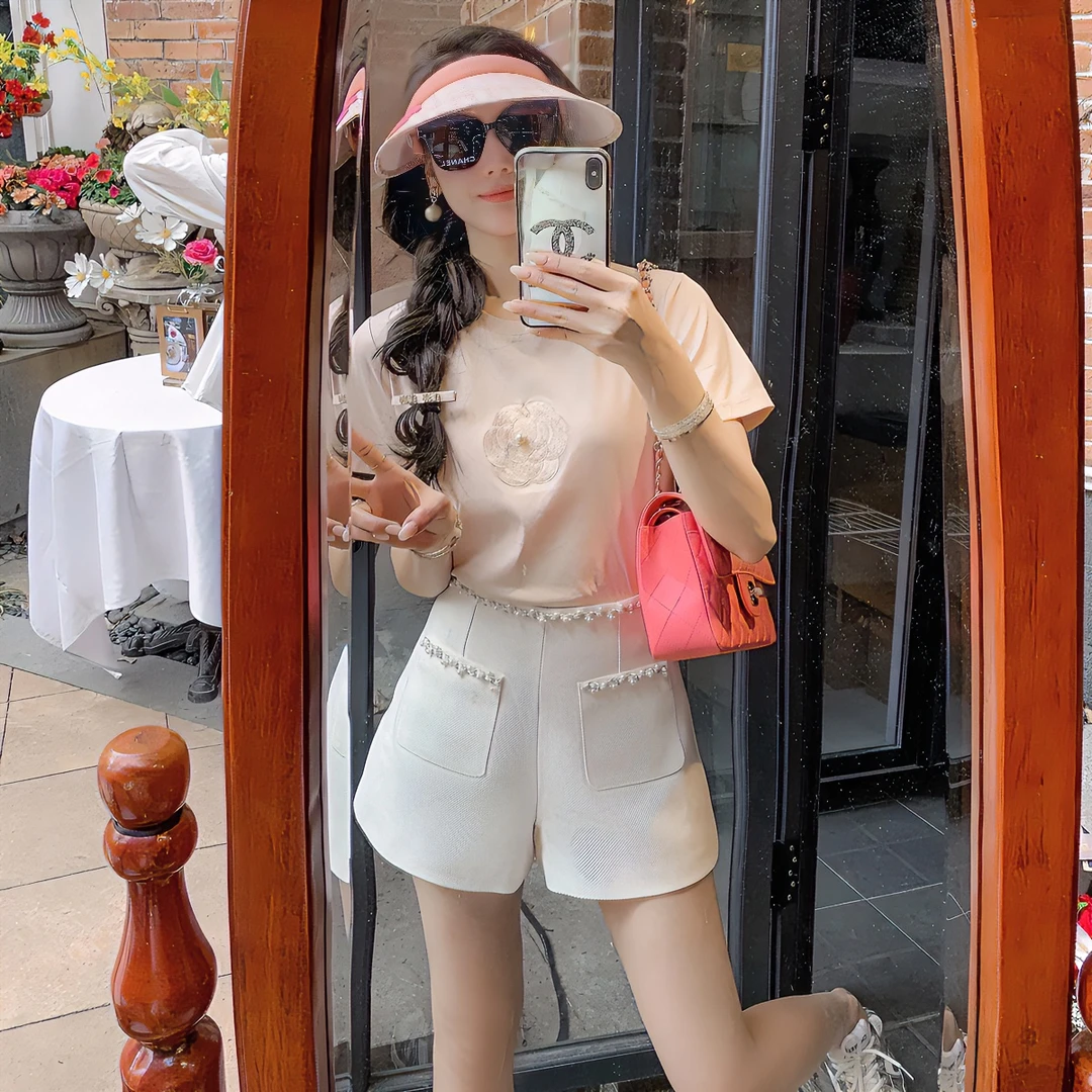 【清清专区】绣花t恤女休闲百搭2025年新款春季短袖打底衫女