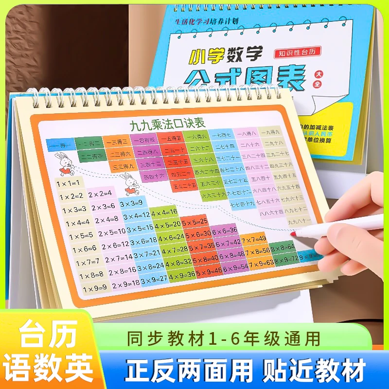 老师推荐小学生语文数学公式速算台历英语知识图表乘法口诀表励志