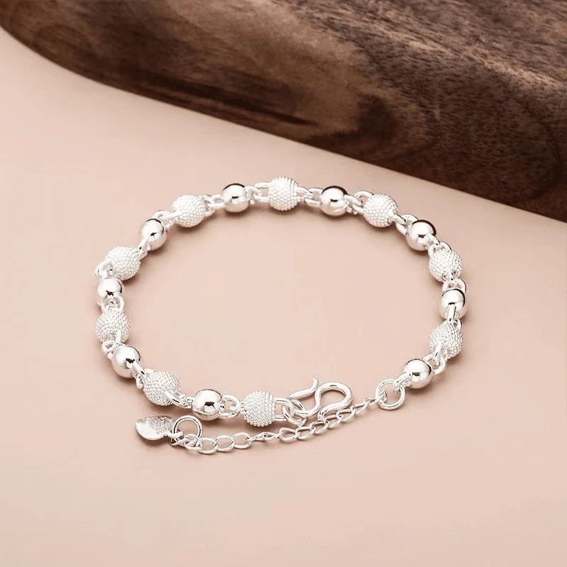 足银手链 足银9999 玲珑转运珠手链一光一沙时尚甜美气质女款