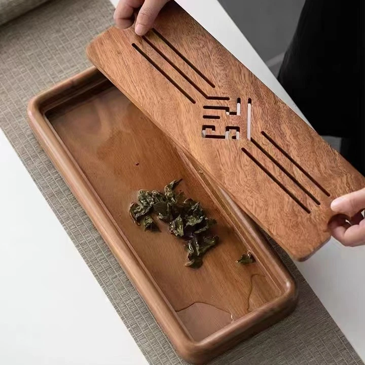 胡桃木福字储水式茶盘实木干泡盘木质小型功夫茶
