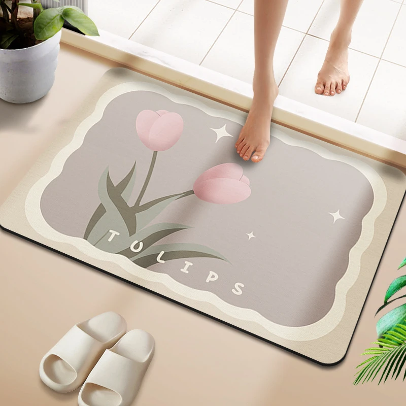 可爱风漫画硅藻泥吸水地垫防滑软垫浴室卫生间装饰脚感舒适软脚垫