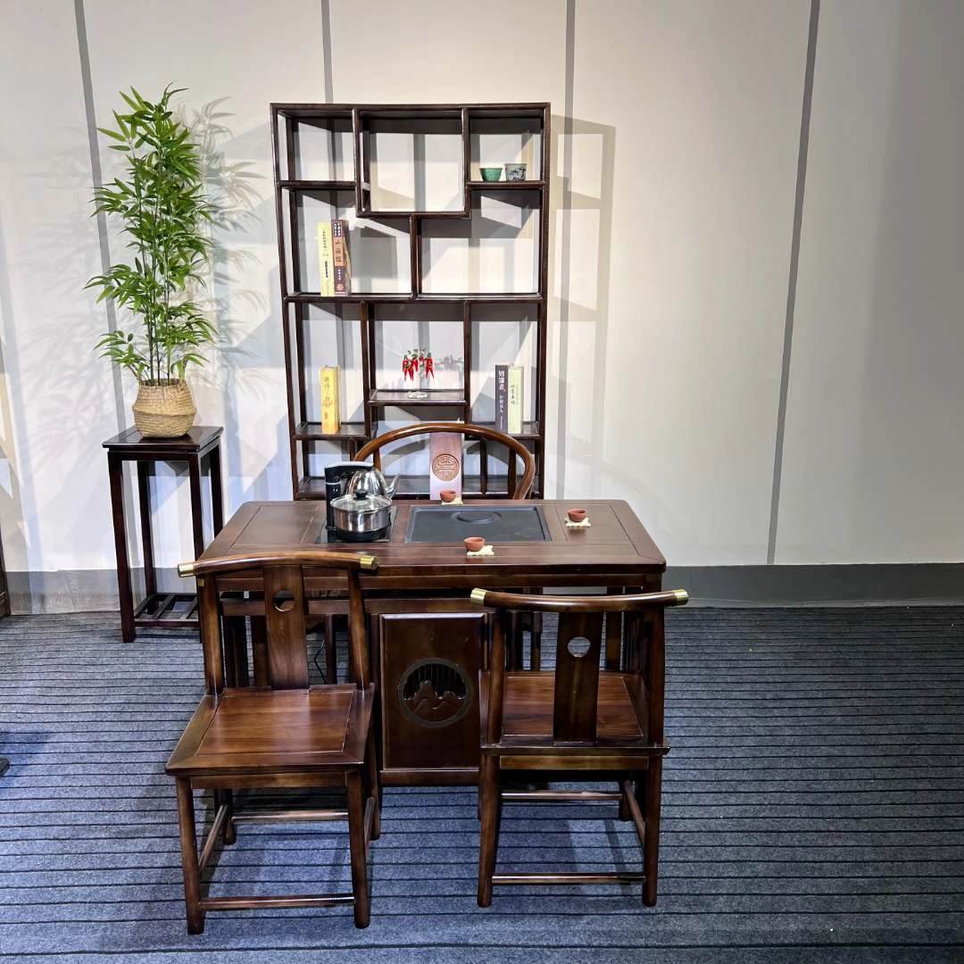 1米1.2米阳台小茶桌，实木茶台家用新中式泡茶几小户型茶桌椅组合
