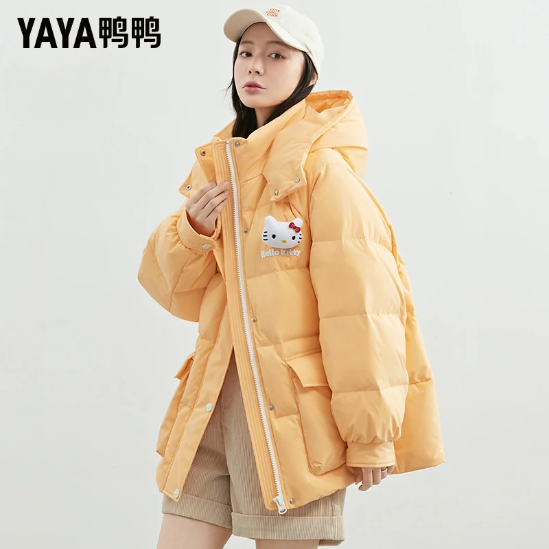 YAYA/鸭鸭羽绒服女连帽冬季新款时尚休闲外套
