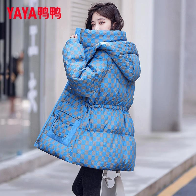 YAYA/鸭鸭冬季羽绒服女士中长款小个子连帽宽松轻暖感保暖外套潮