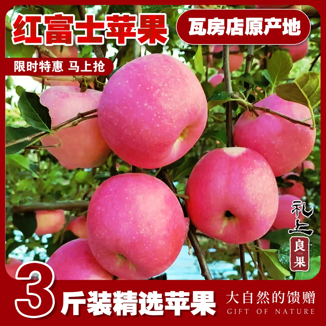 瓦房店红富士苹果3斤装清脆自然品种甄选味道原产地精品酸甜