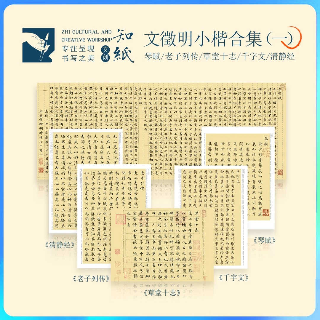 知纸文征明千字文琴赋草堂十志老子列传小楷帖松弛感练字临习字卡