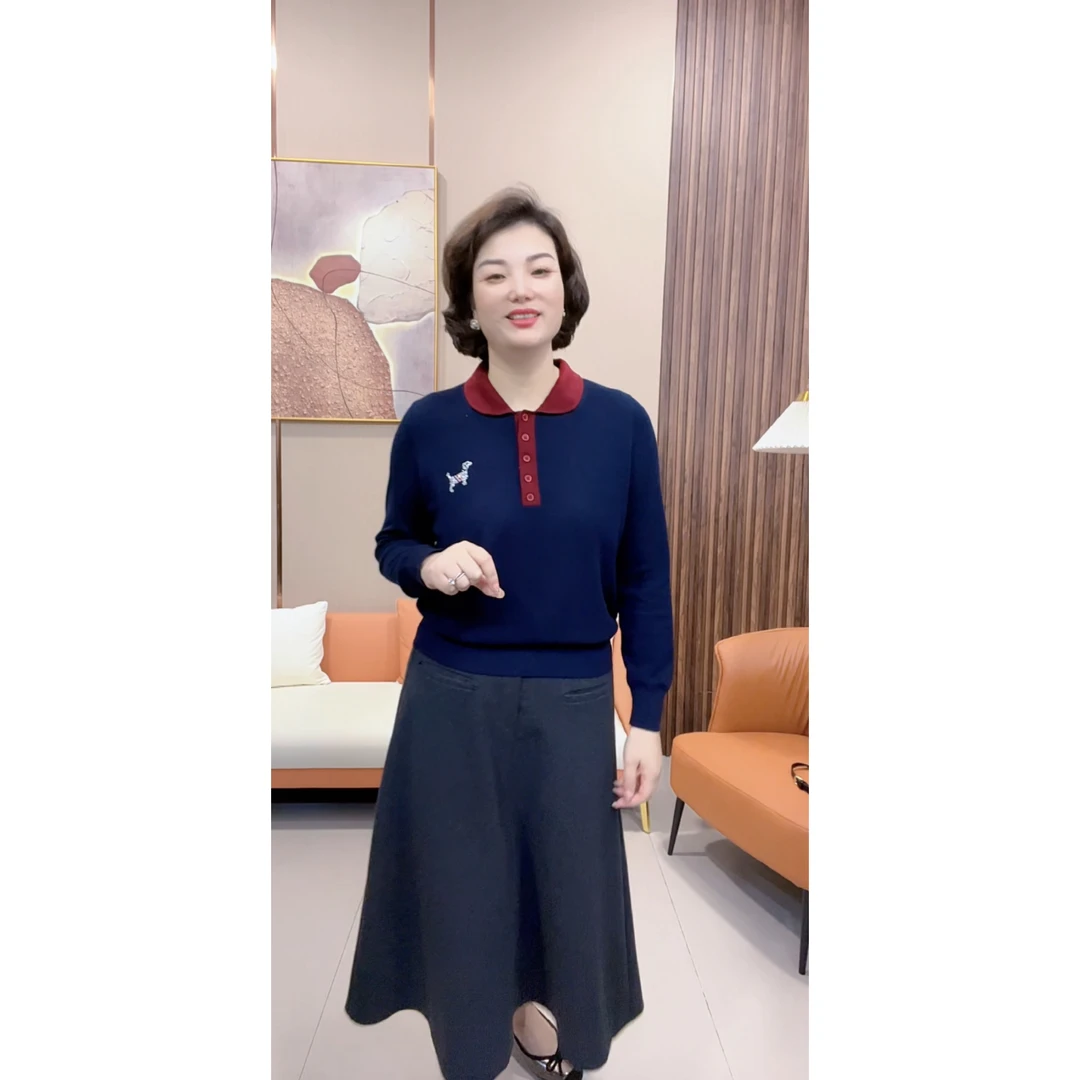 《林依上新》2588休闲时尚网红针织衫气质百搭女士毛线针织衫减龄