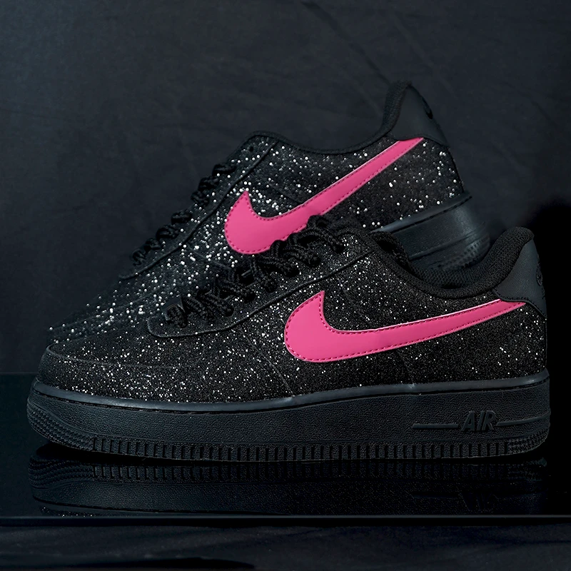NIKE/耐克 AF1  星耀黑粉 时尚低帮潮流情侣休闲鞋【定制球鞋】033