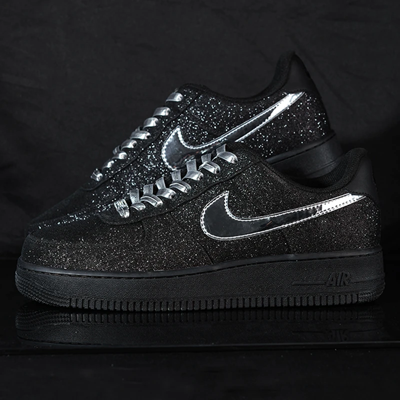 NIKE/耐克 AF1  星耀黑银 时尚低帮潮流情侣休闲鞋【定制球鞋】031