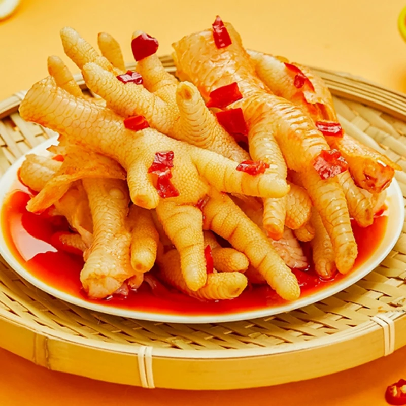 蒜香微辣酸辣爽滑无骨鸡爪夏日美食开袋即食休闲零食1000g罐装