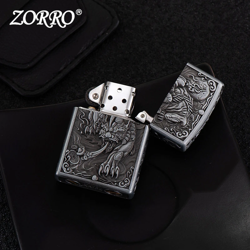 ZORRO貔貅本色金属外壳煤油打火机高端砂轮防风打火机【需自配油】