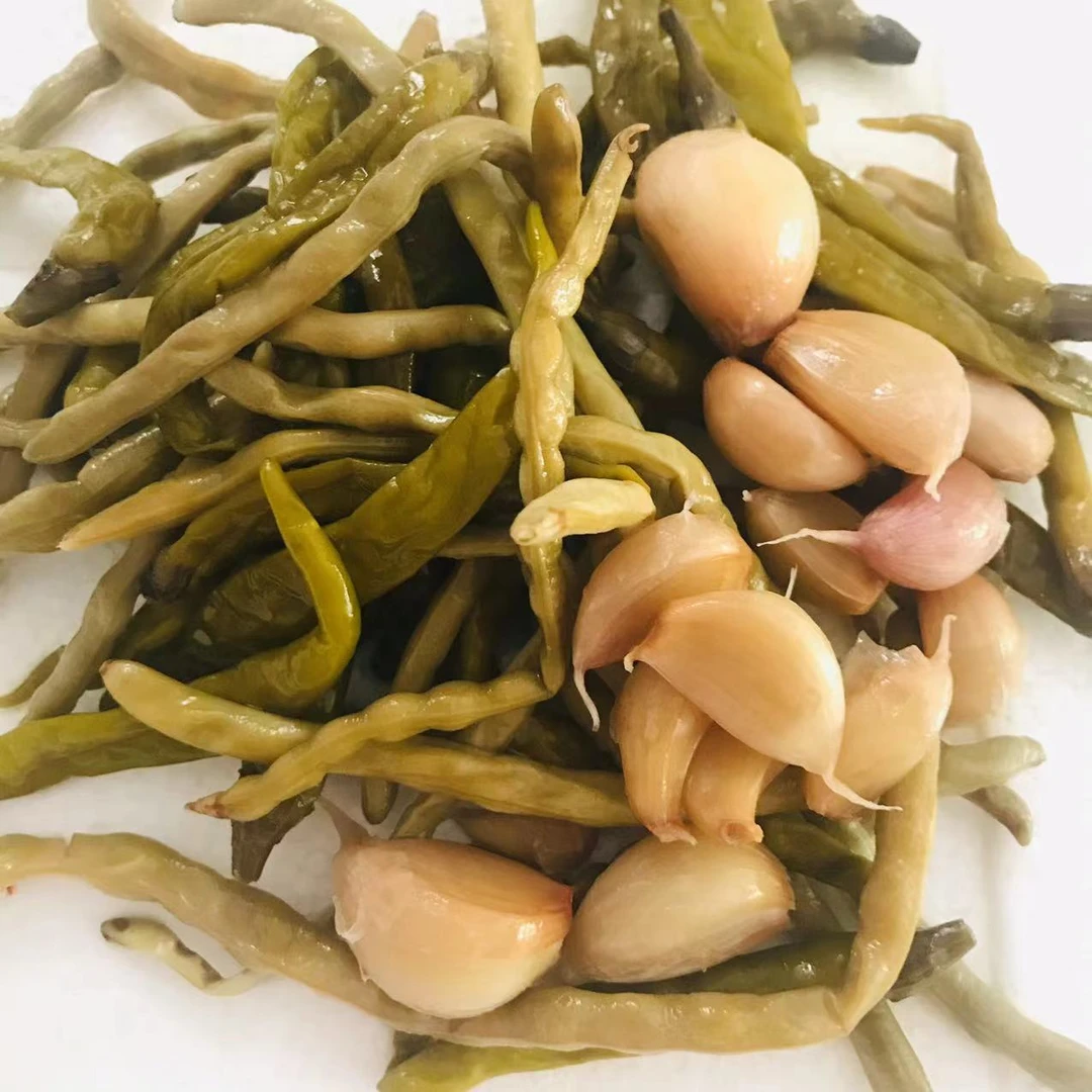 手工制作下饭菜无添加腌豇豆腌辣椒腌蒜瓣混合一斤