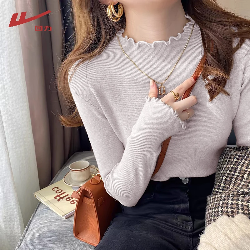 回力德绒打底衫百搭内搭女士秋冬新款时尚洋气显瘦加厚高领长袖T