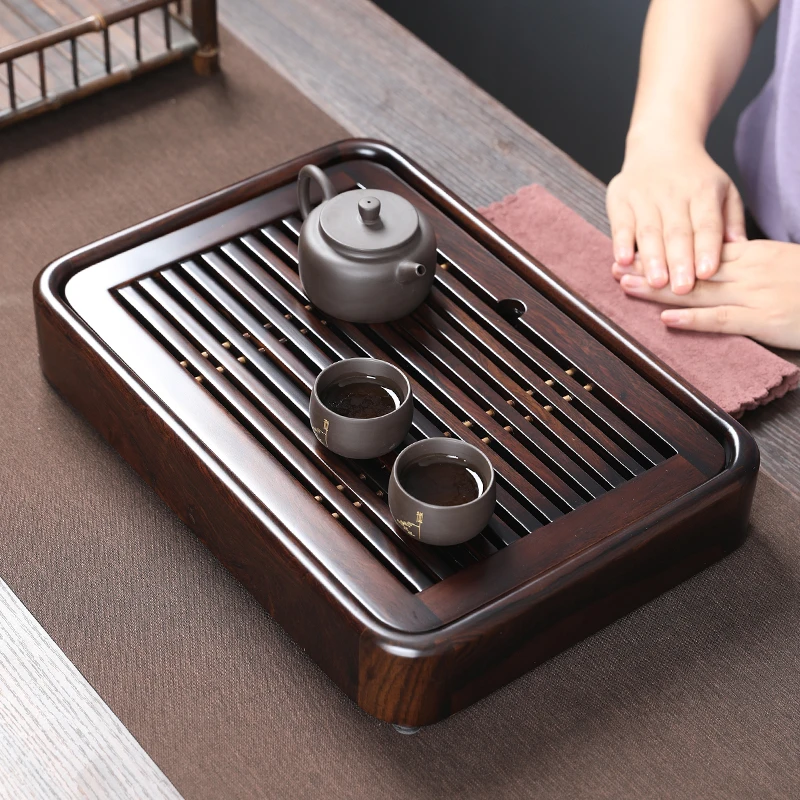 黑檀木茶盘小型干泡台茶盘实木家用茶海功夫茶具茶托现代简约托盘