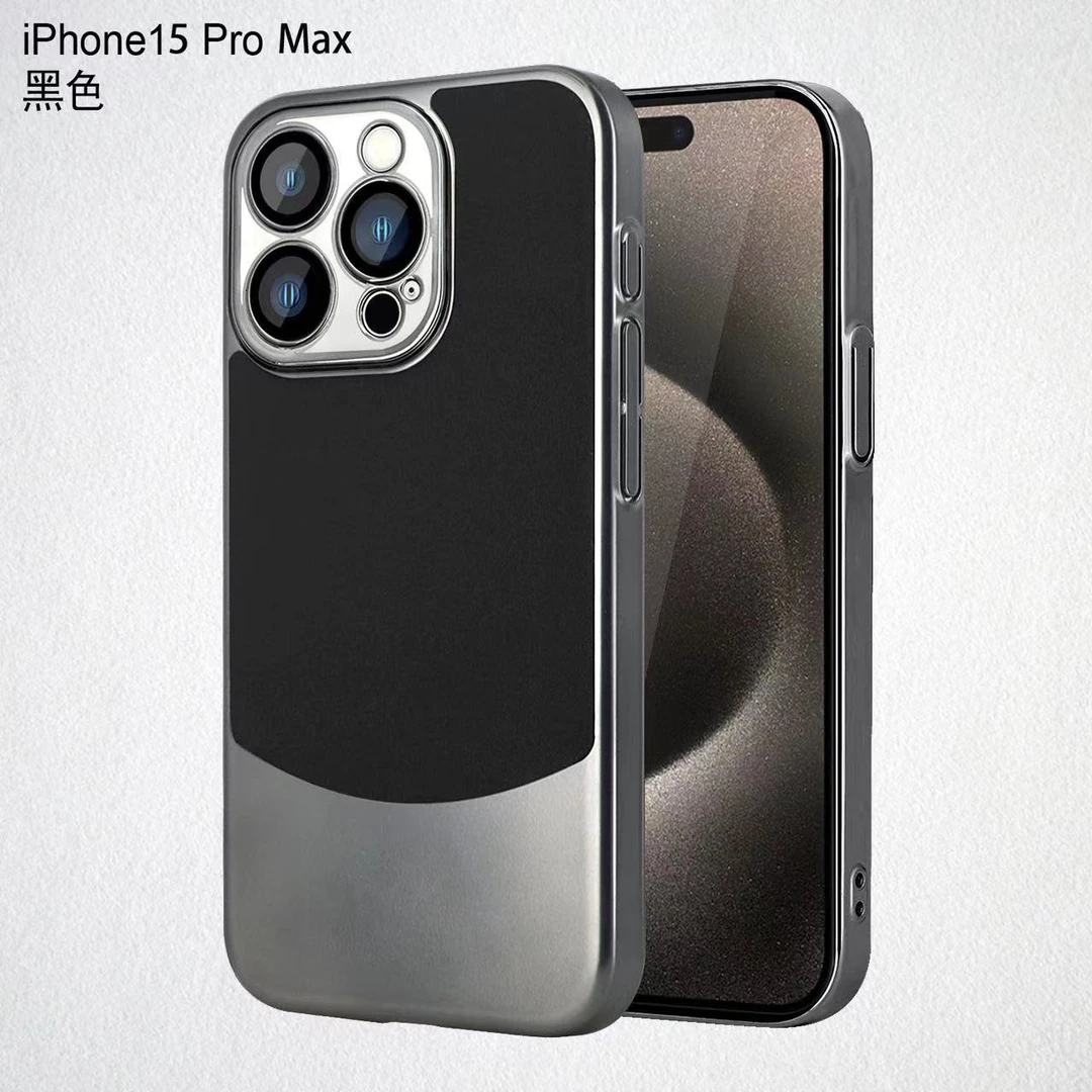 苹果15手机壳自带镜头膜14/13/12高端钛金漆皮绒iphone14promax壳