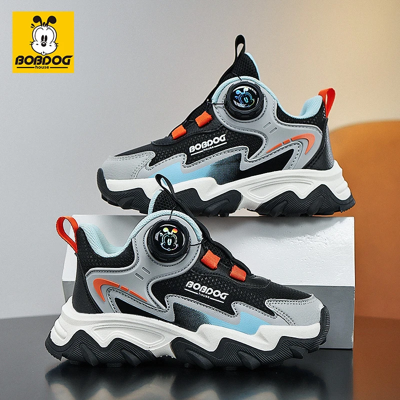 巴布豆男童鞋子春季新款儿童防滑篮球鞋6-12岁女童皮面防水运动鞋