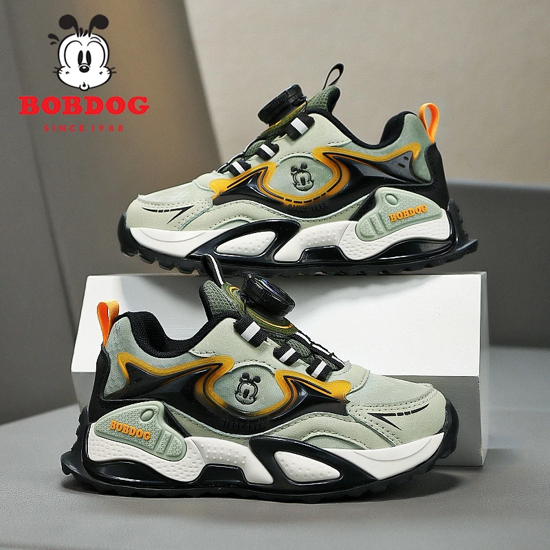 巴布豆男童鞋子春秋季女童皮防水运动鞋大童6-12岁儿童百搭休闲鞋