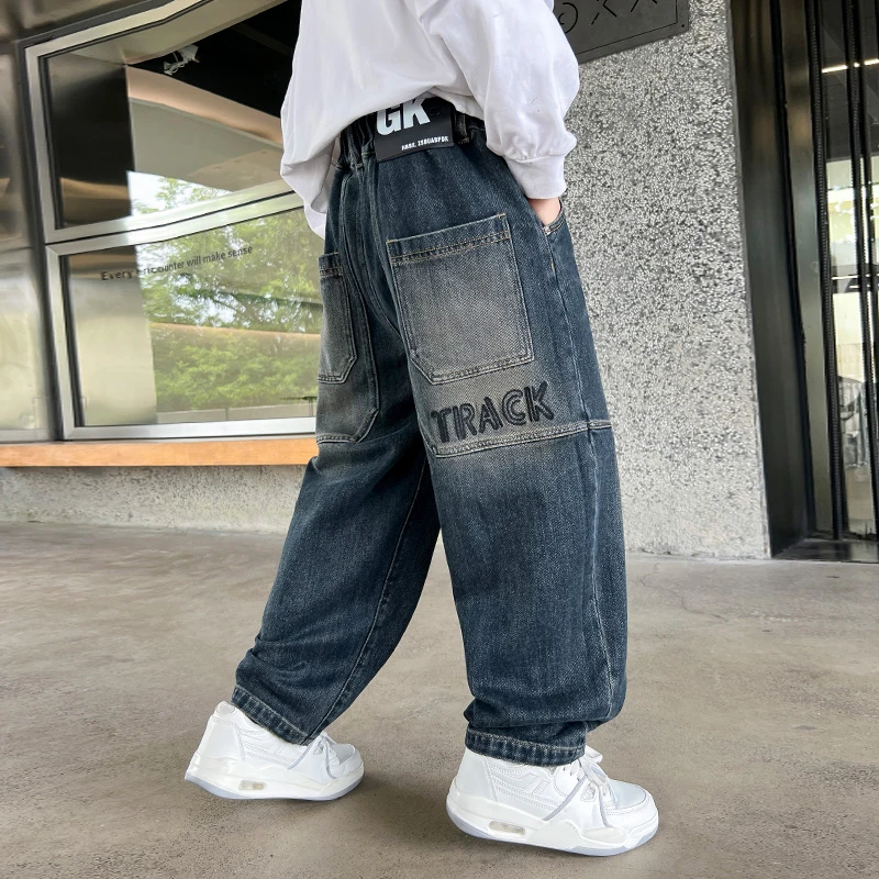 男童春秋款裤子2025新款儿童装中大童直筒牛仔裤宽松秋季潮流洋气